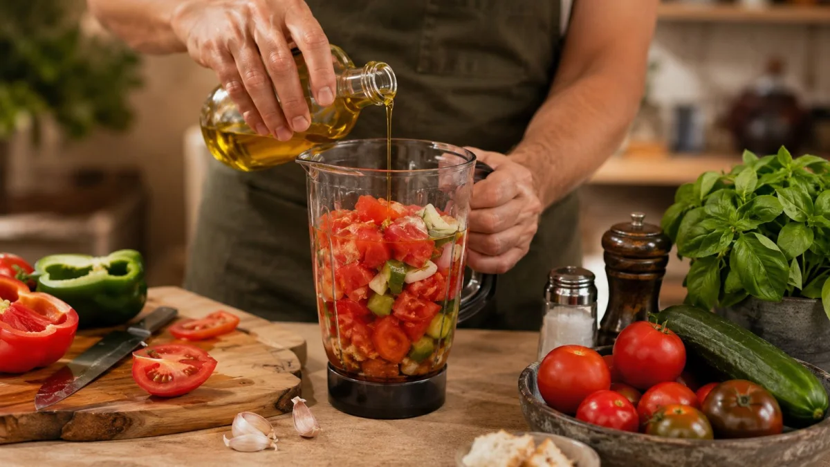 Las verduras para la preparación de gazpacho 